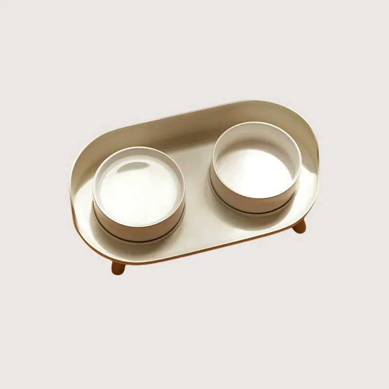 Elegant Bone China Double Pet Bowl Set with Ergonomic Design