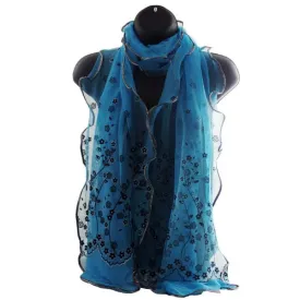 Elegant Flower Shaped Blue Womens Scarf Wrap