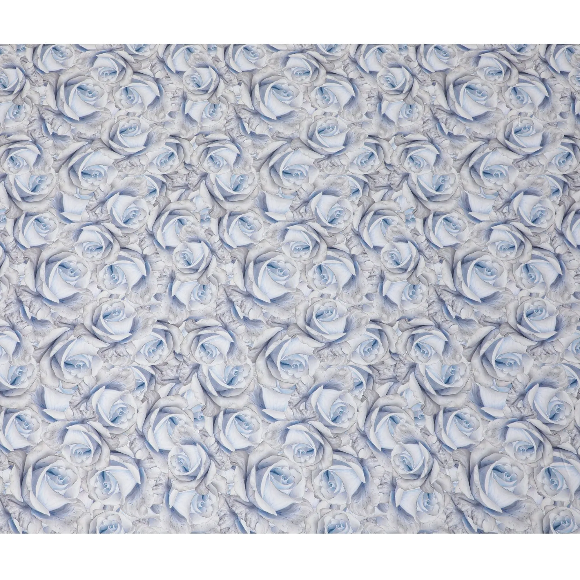 Elegant Ice Blue Rose 3D Synthetic Modal Satin Fabric - Luxury Floral Texture, 110cm - Shop Online-D17976