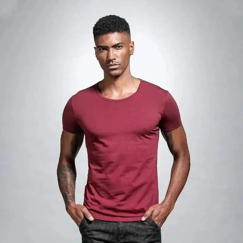 Elegant Slim Fit V-Neck T-Shirt for Men