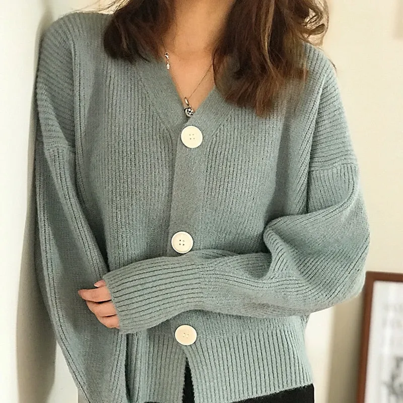 Elegant Women Cardigan Sweater Fashion V Neck Autumn Long Sleeve Knitted Jacket Designed Button Up Fall Ladies Sweater Coat