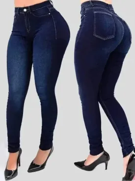 Elevate Chic High Waist Pure Colour Denim Skinny Jeans