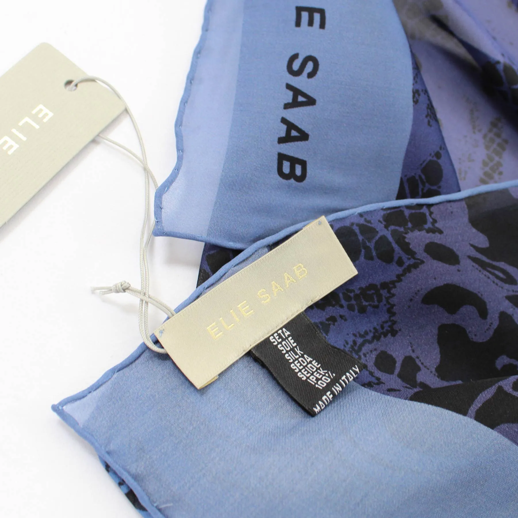 Elie Saab Scarf Dark Blue Frozen - Chiffon Silk Shawl SALE