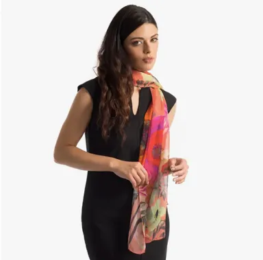 Elizabetta Campo De Fiori Coral Silk Scarf