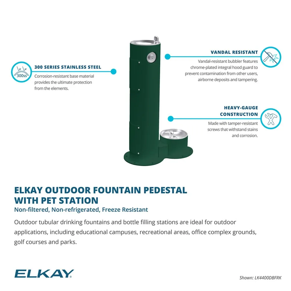 Elkay LK4400DB | Freestanding Drinking Fountain | Filterless, Non-refrigerated, Includes a Dog-bowl / Pet fountain