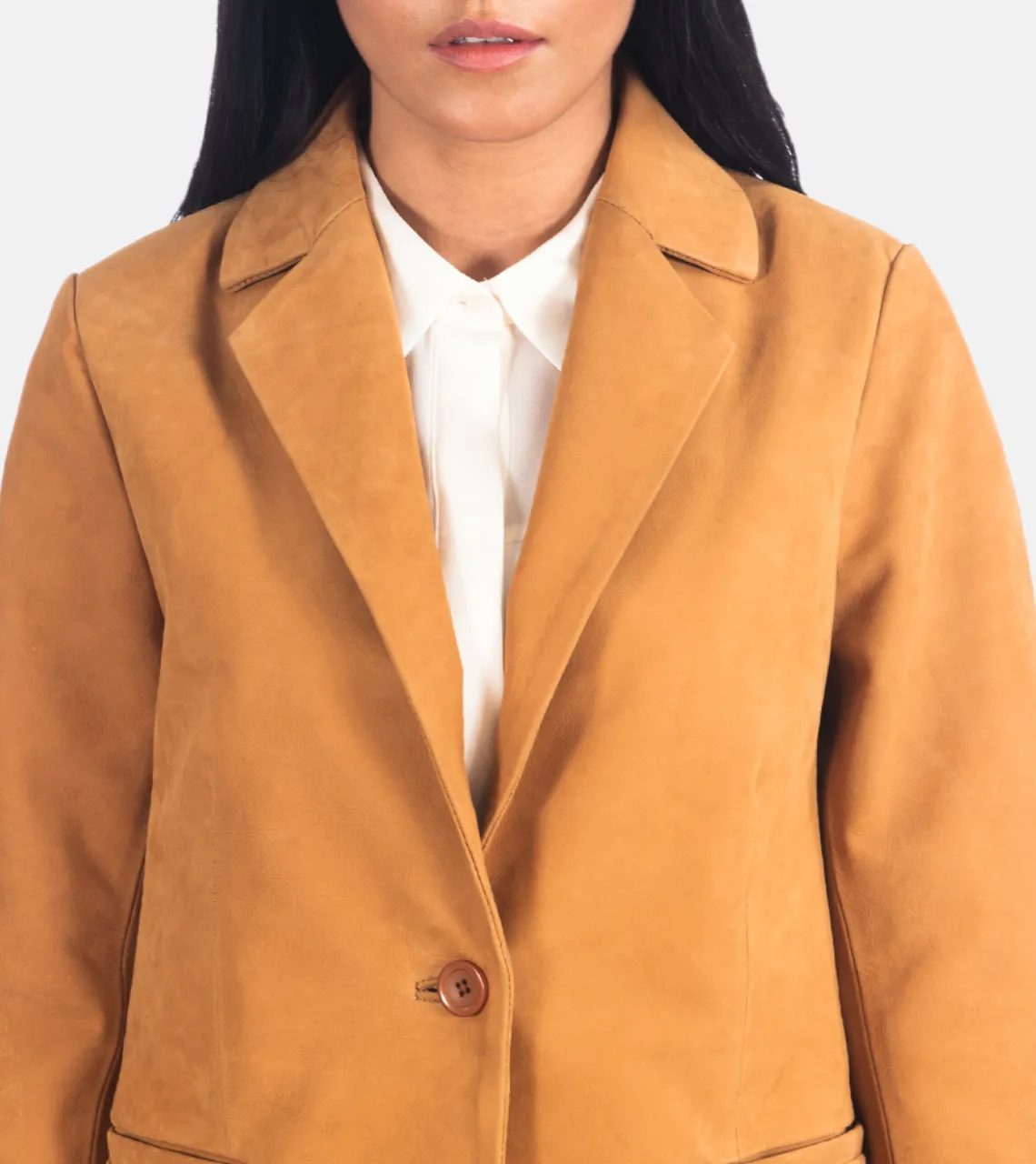 Elowynth Women's Yellow Suede Leather Blazer