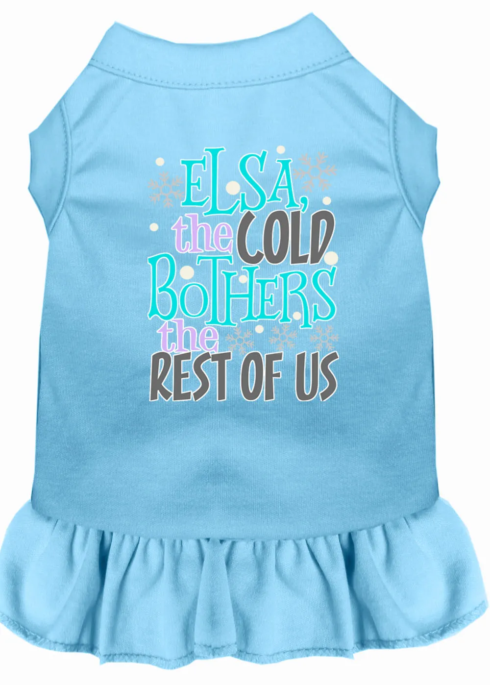 Elsa, The Cold Screen Print Dog Dress Baby Blue Sm