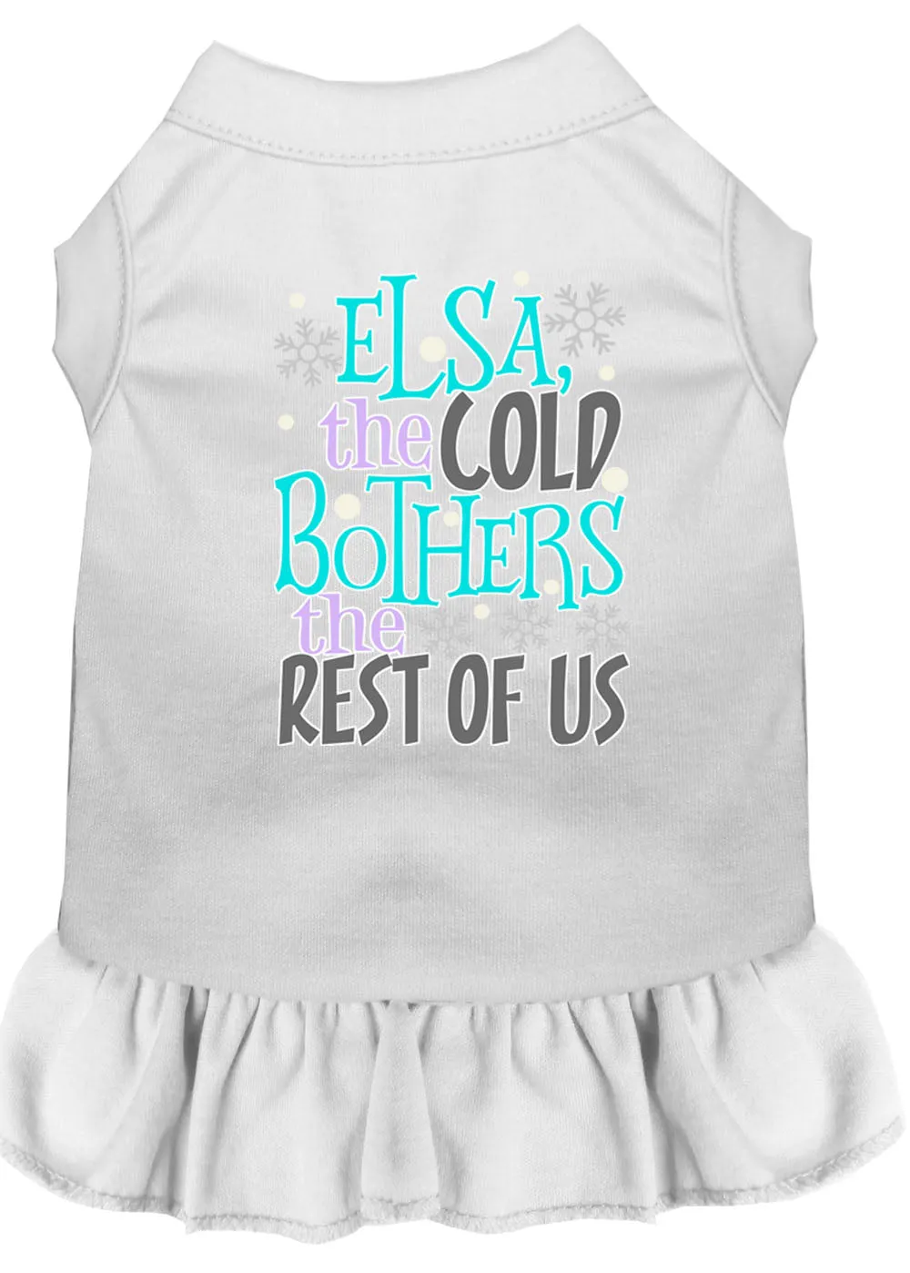 Elsa, The Cold Screen Print Dog Dress White Xs