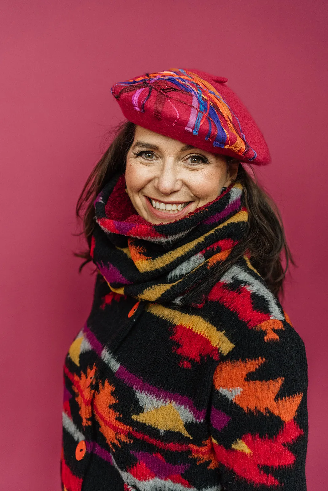 Embellished Beret in Cranberry