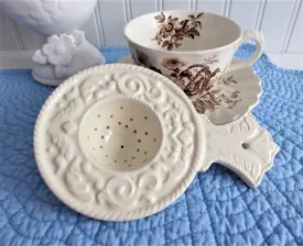 Embossed Cream Ware Tea Strainer Over The Cup 1970s Strain Tea Leaves