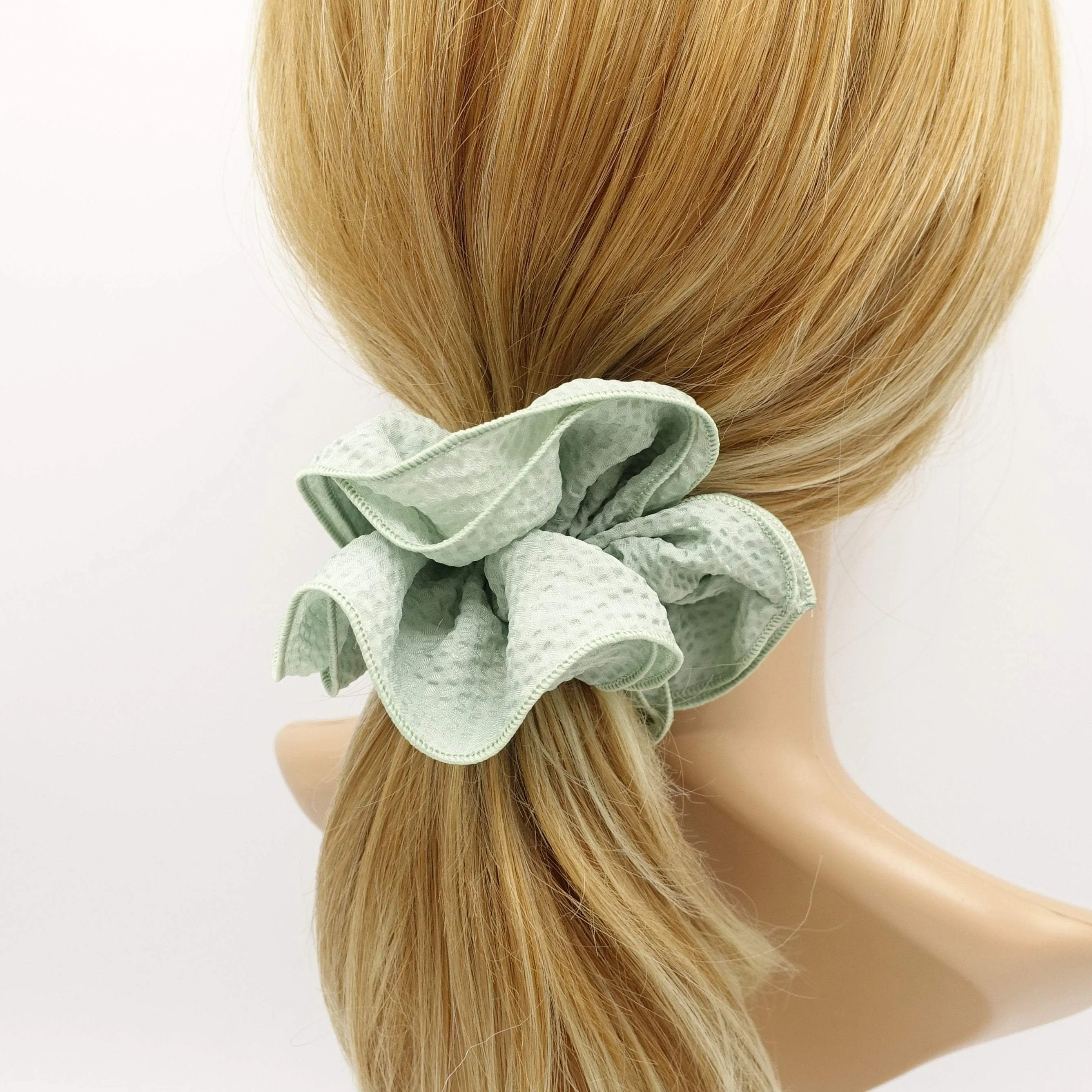 embossed pattern double edge scrunchies hair accessory for women