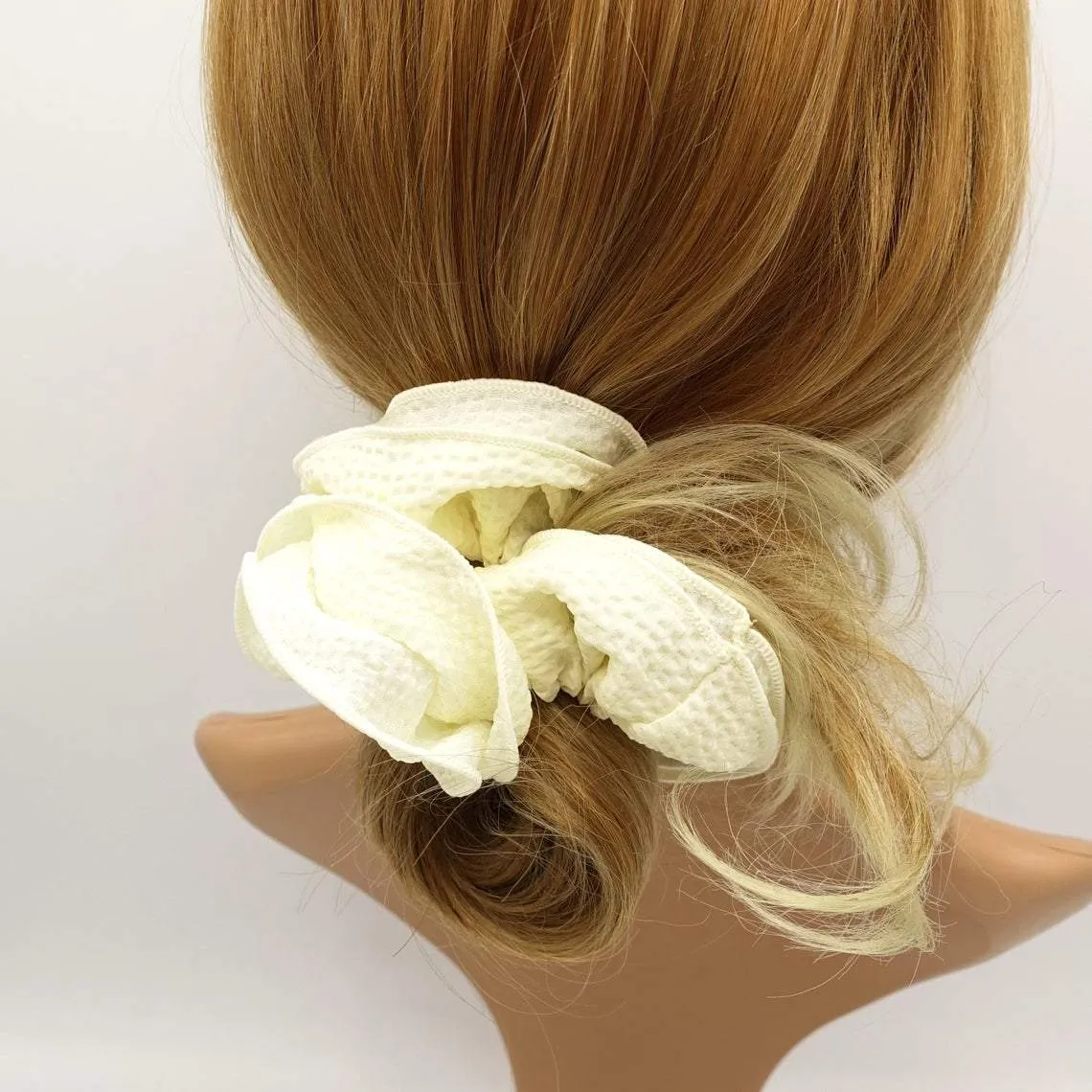 embossed pattern double edge scrunchies hair accessory for women