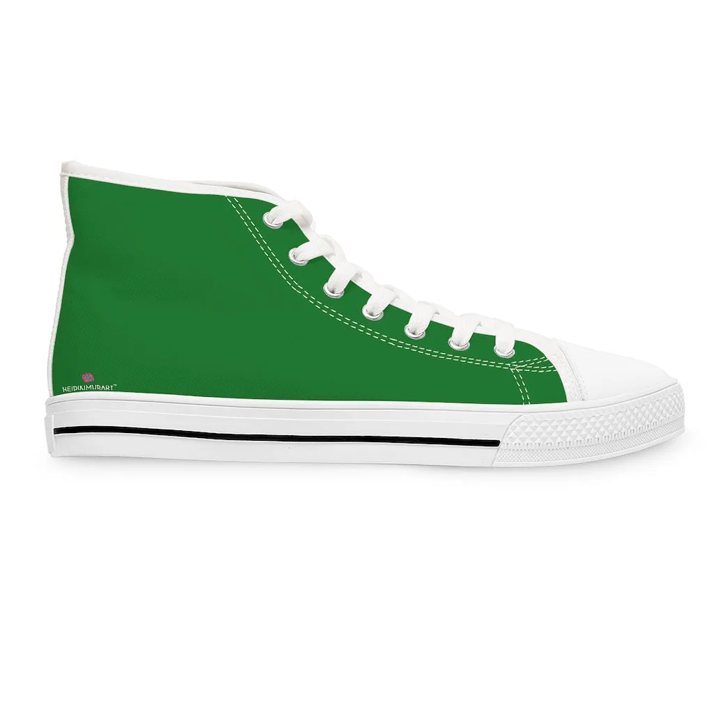 Emerald Green Ladies' High Tops, Solid Color Best Women's High Top Sneakers Canvas Shoes