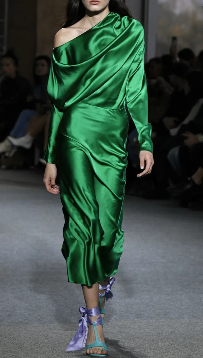 Emerald Green Silk Satin