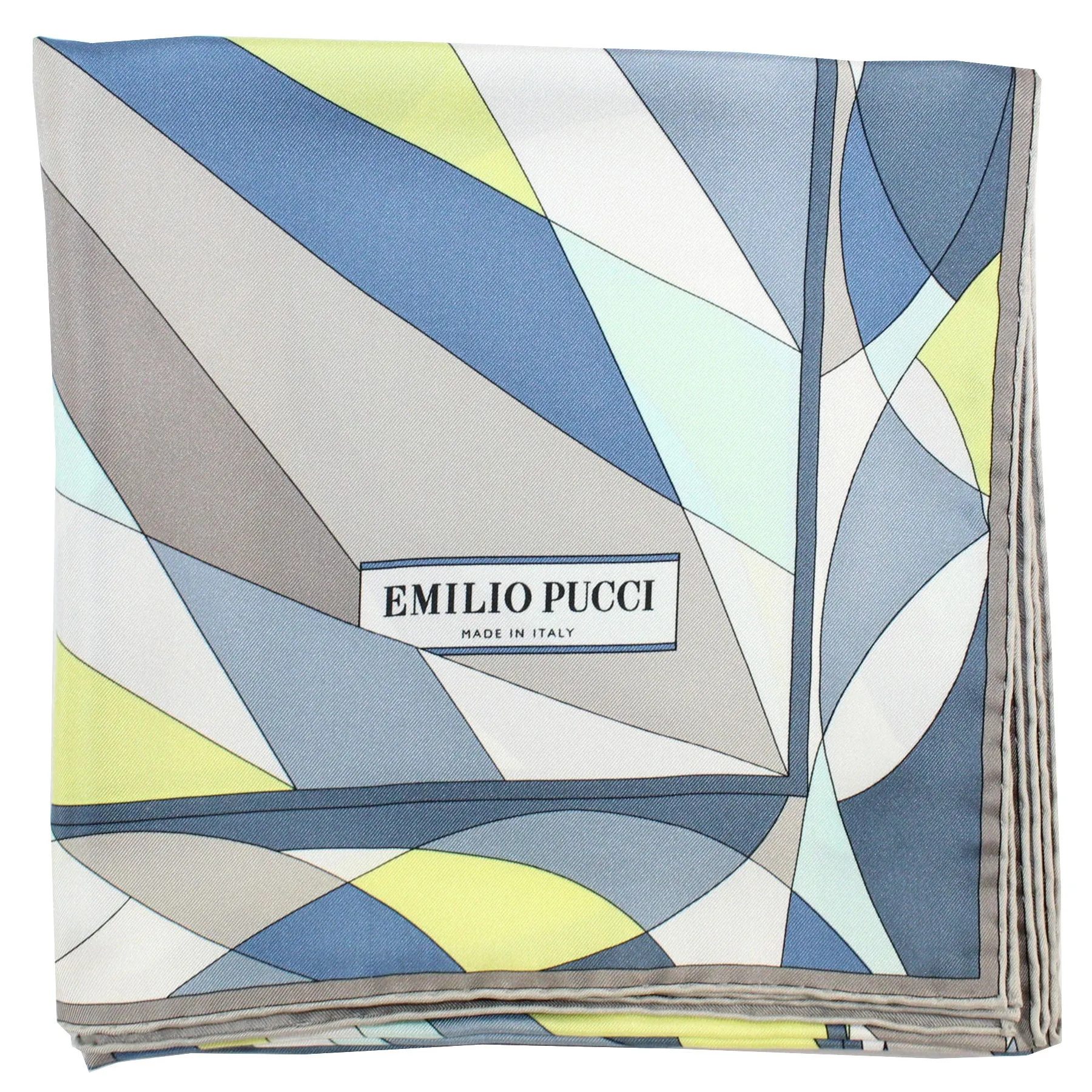 Emilio Pucci Silk Scarf Gray Yellow Design - Large Twill Silk Square Scarf