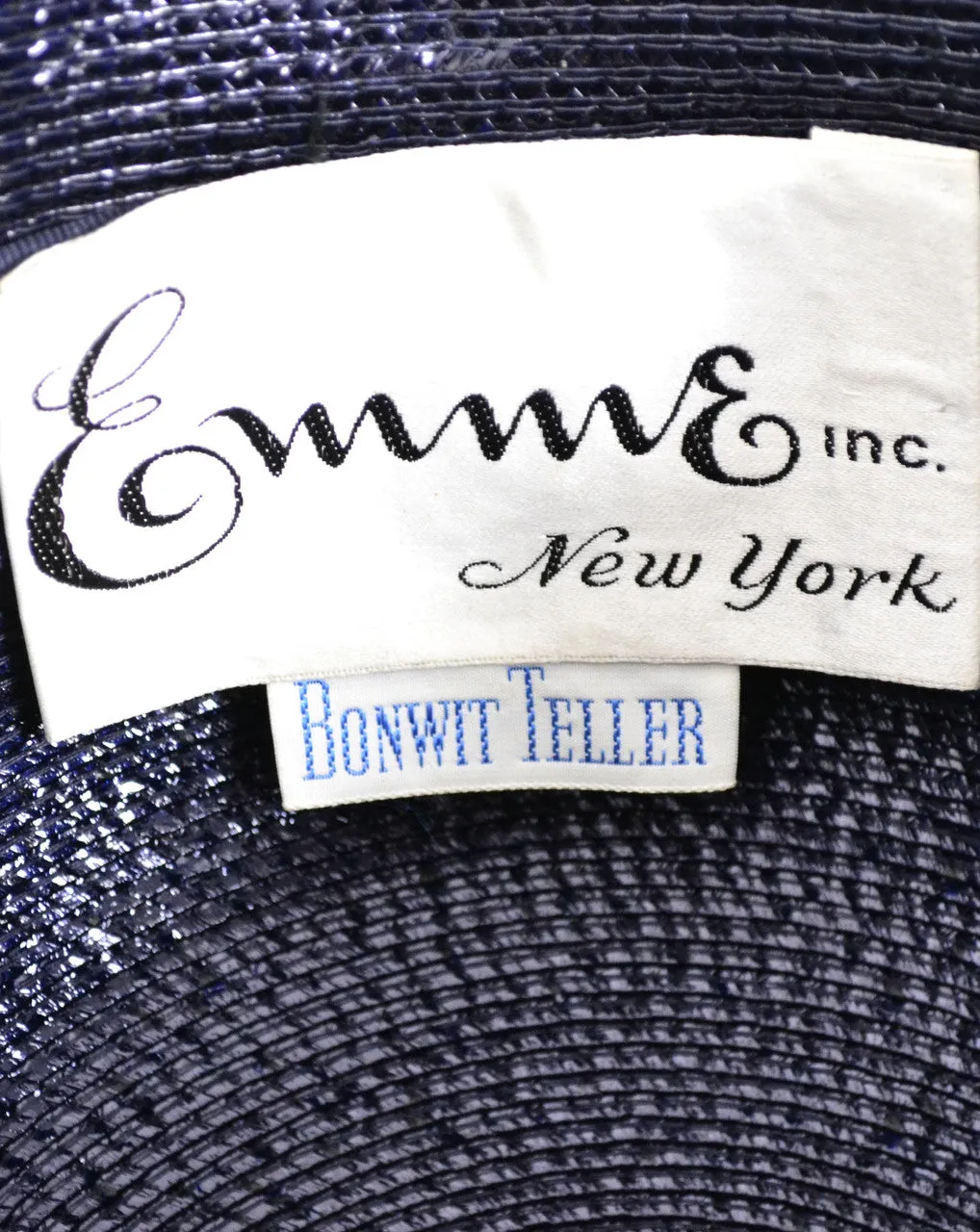 Emme New York Navy Blue Straw Vintage 1960s Hat Bonwit Teller MINT