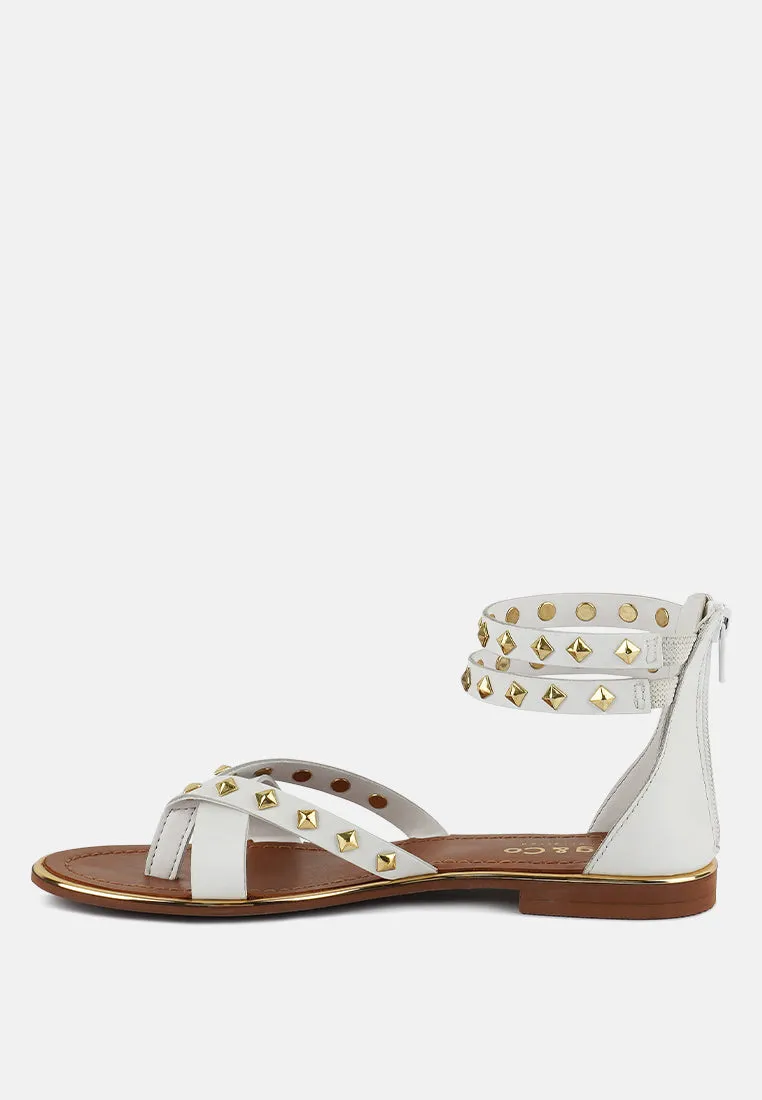 Emmeth Studs Embellished Flat Sandals