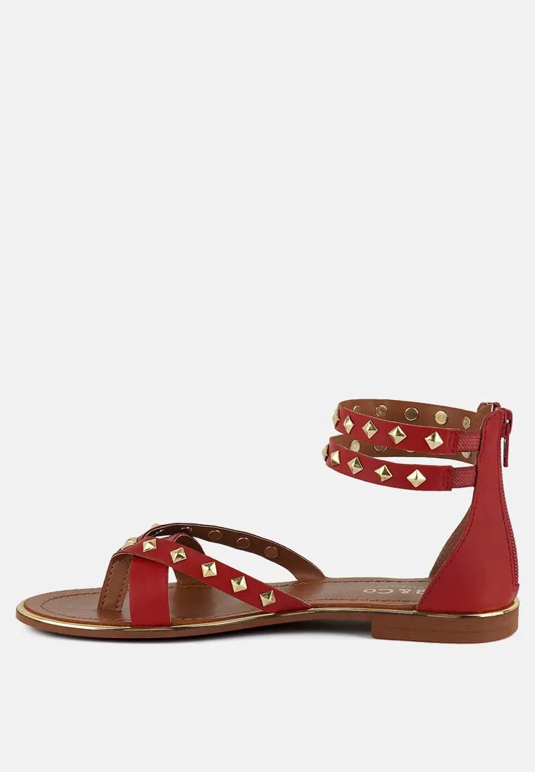 Emmeth Studs Embellished Flat Sandals