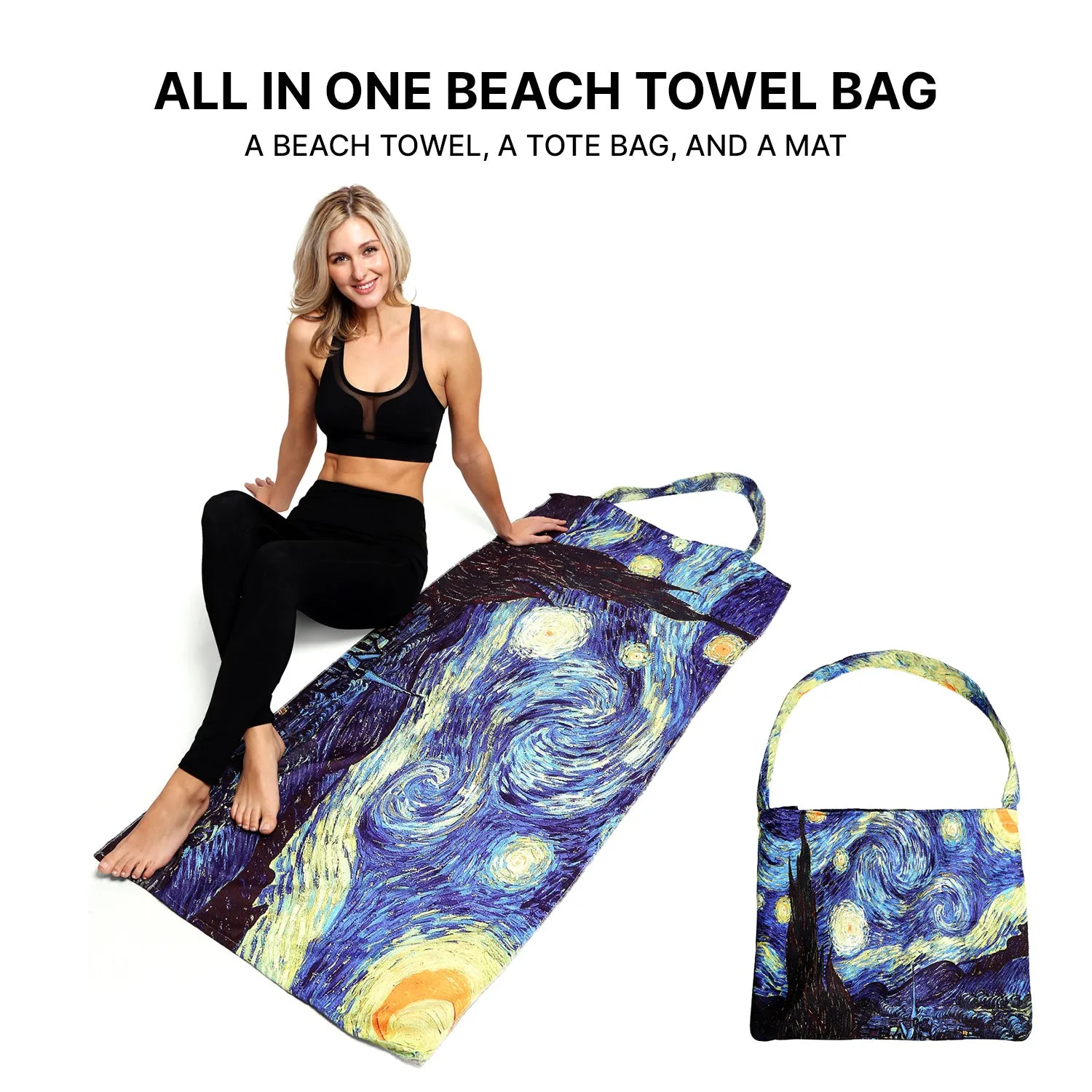 Empire Cove 2 in 1 Convertible Beach Towel Tote Bag Shoulder Bag Pool Swim