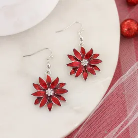 Enamel Poinsettia Earrings