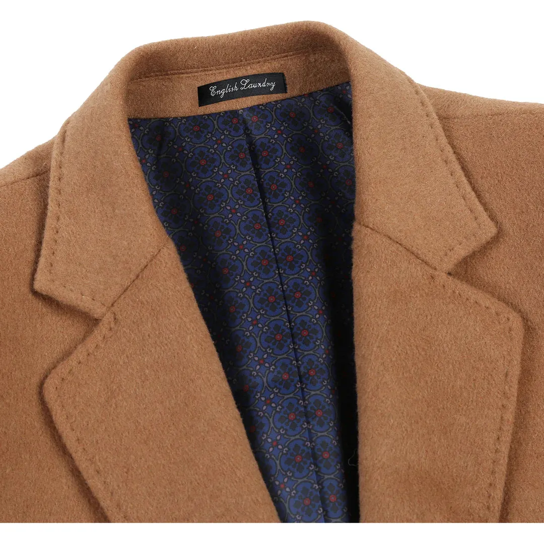 English Laundry53-01-600 Wool Blend Breasted Camel Top Coat