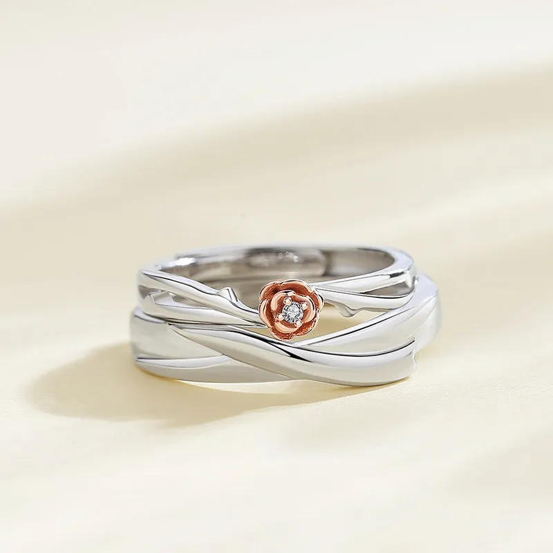 Engraved Matching Wedding Anniversary Rings Set for Two - Adjustable Size