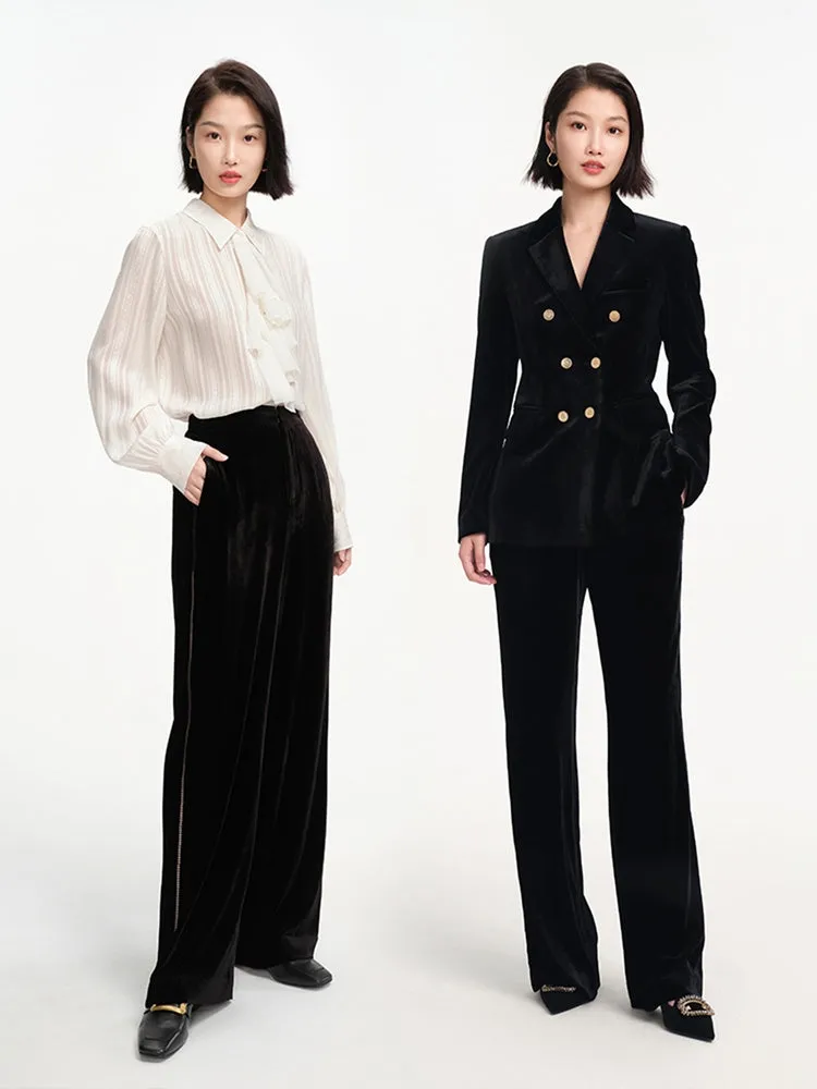 EP YAYING Velvet High-waisted Wide Leg Pants