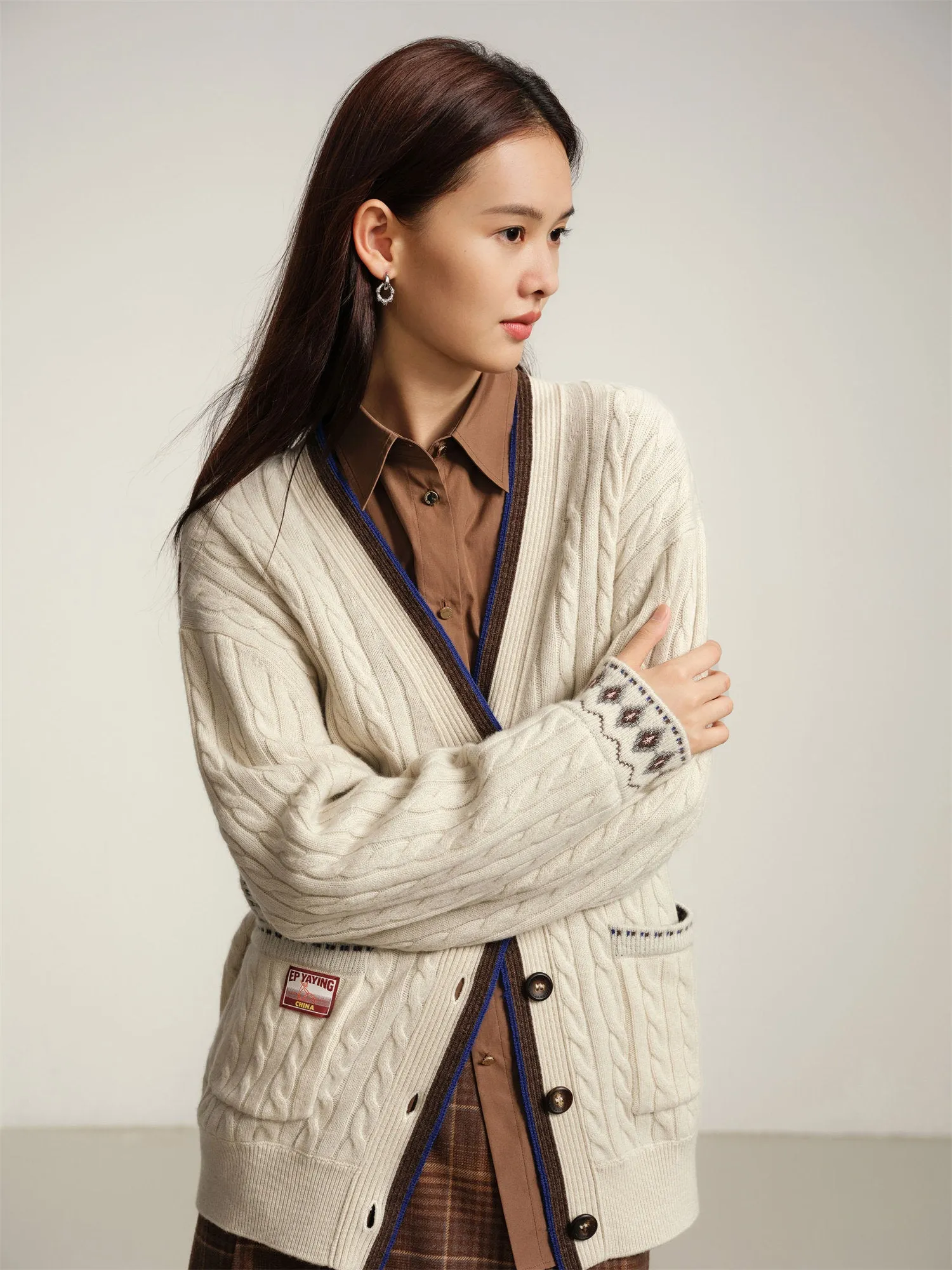 EP YAYING Yak Wool Jacquard Knitted Sweater