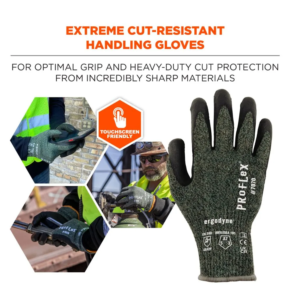 Ergodyne 18044 #7070 1-pair L Green ANSI A7 Nitrile Coated CR Gloves