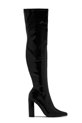 Ericka Block Heel Over The Knee Boots - Black