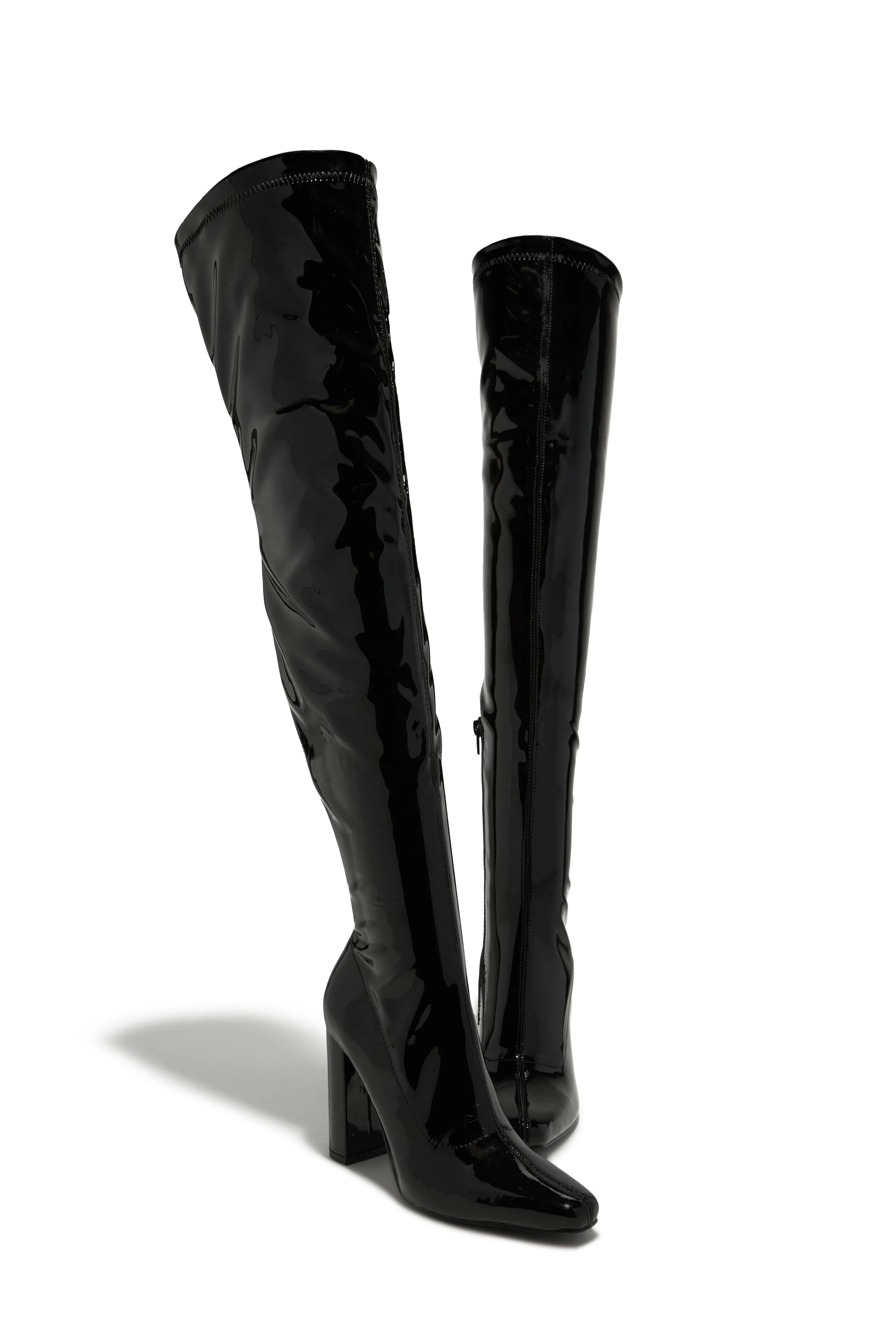 Ericka Block Heel Over The Knee Boots - Black