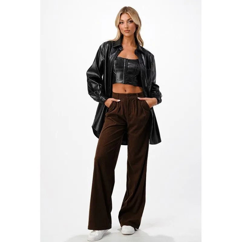 Erin Brown Corduroy Wide Leg Pant