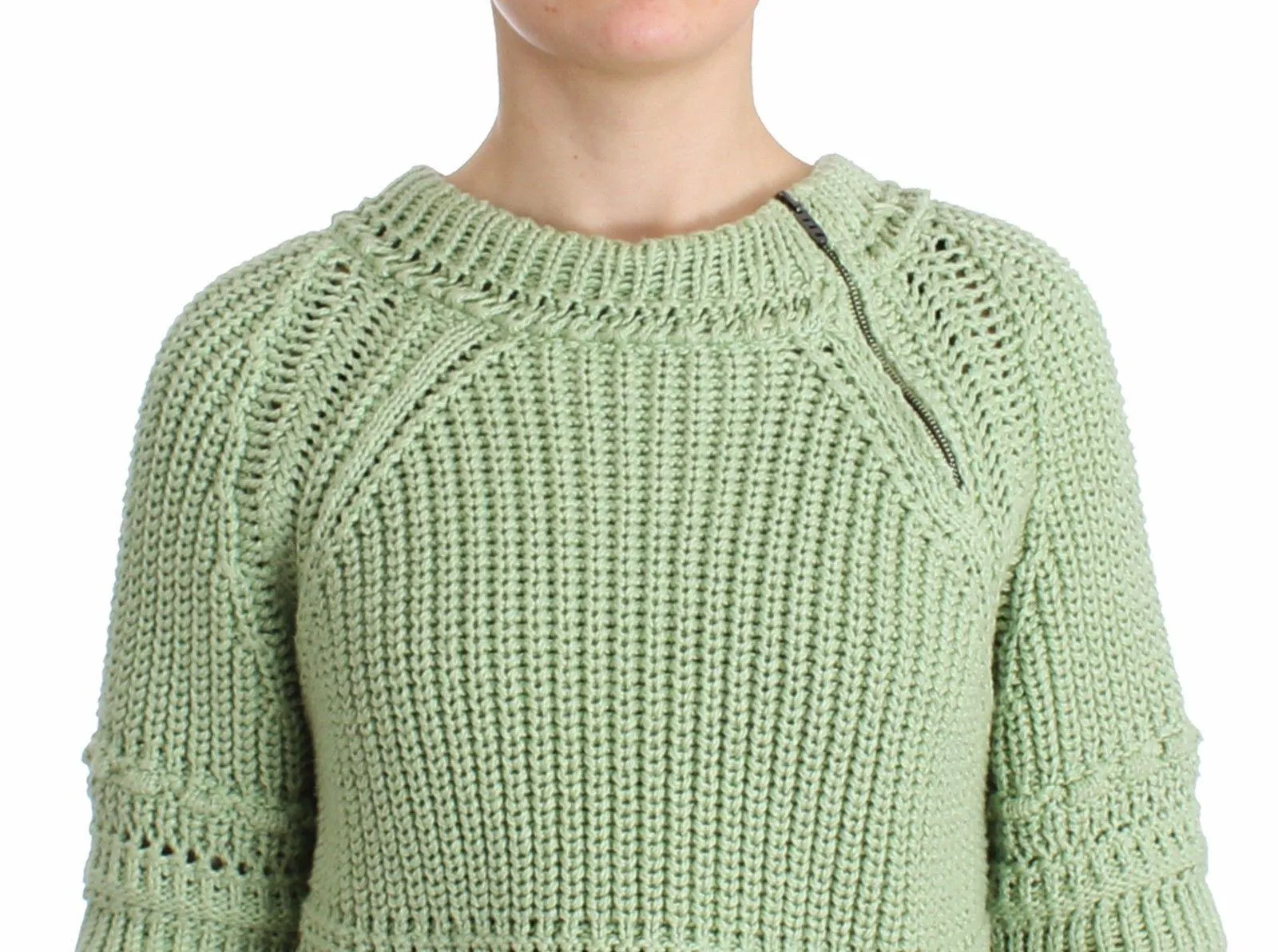 Ermanno Scervino Green Cropped Knit Sweater Knitted Jumper