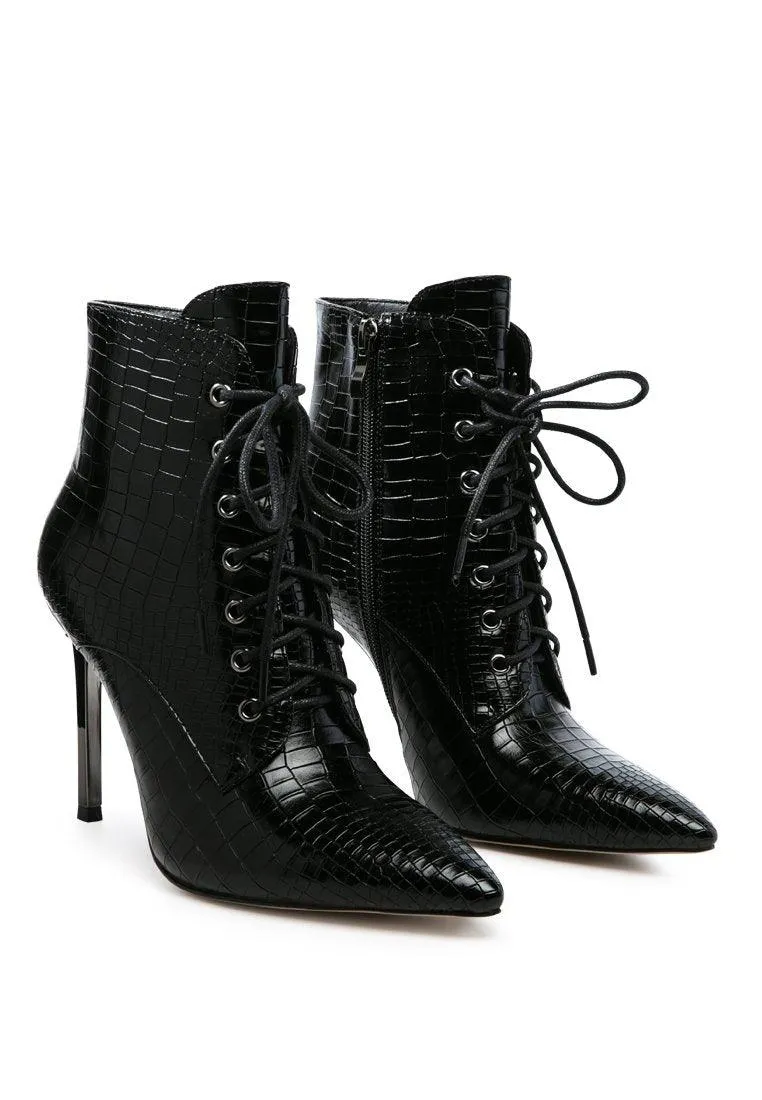 Escala Croc Stiletto Ankle Boots