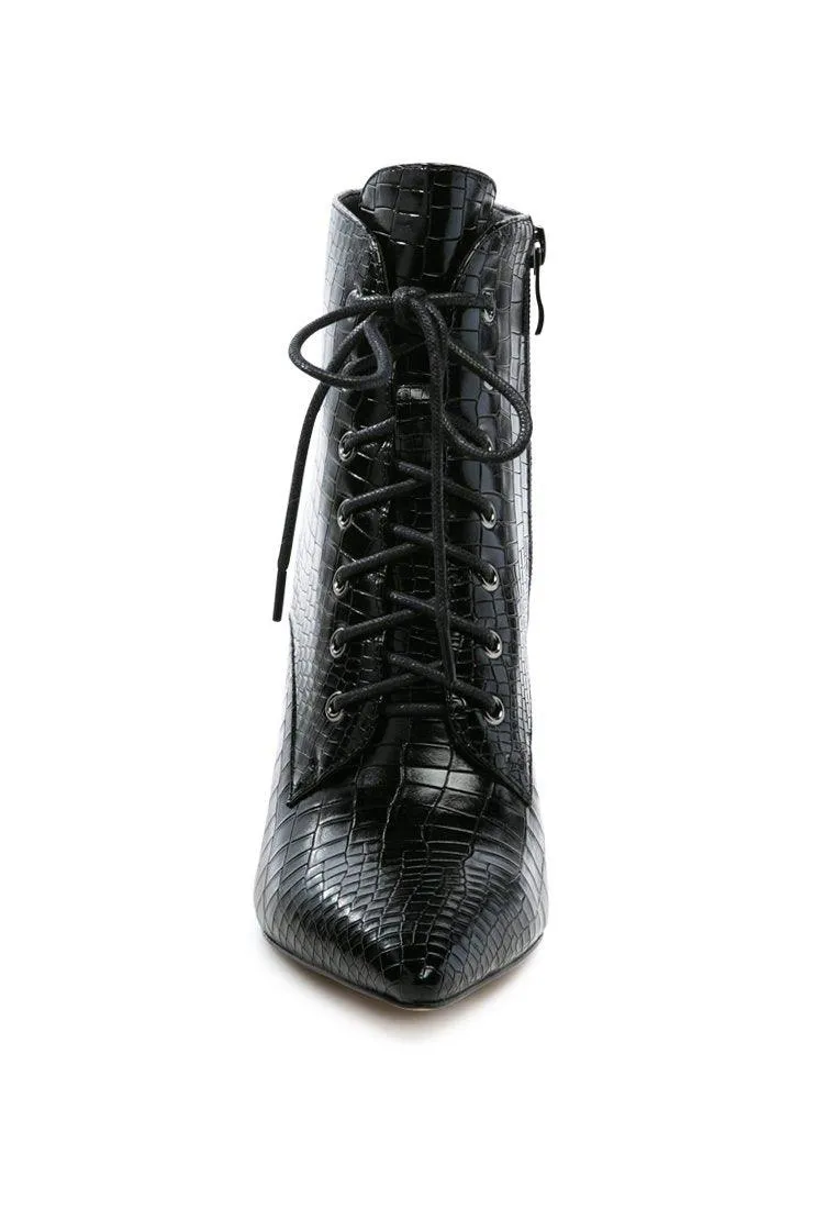 Escala Croc Stiletto Ankle Boots