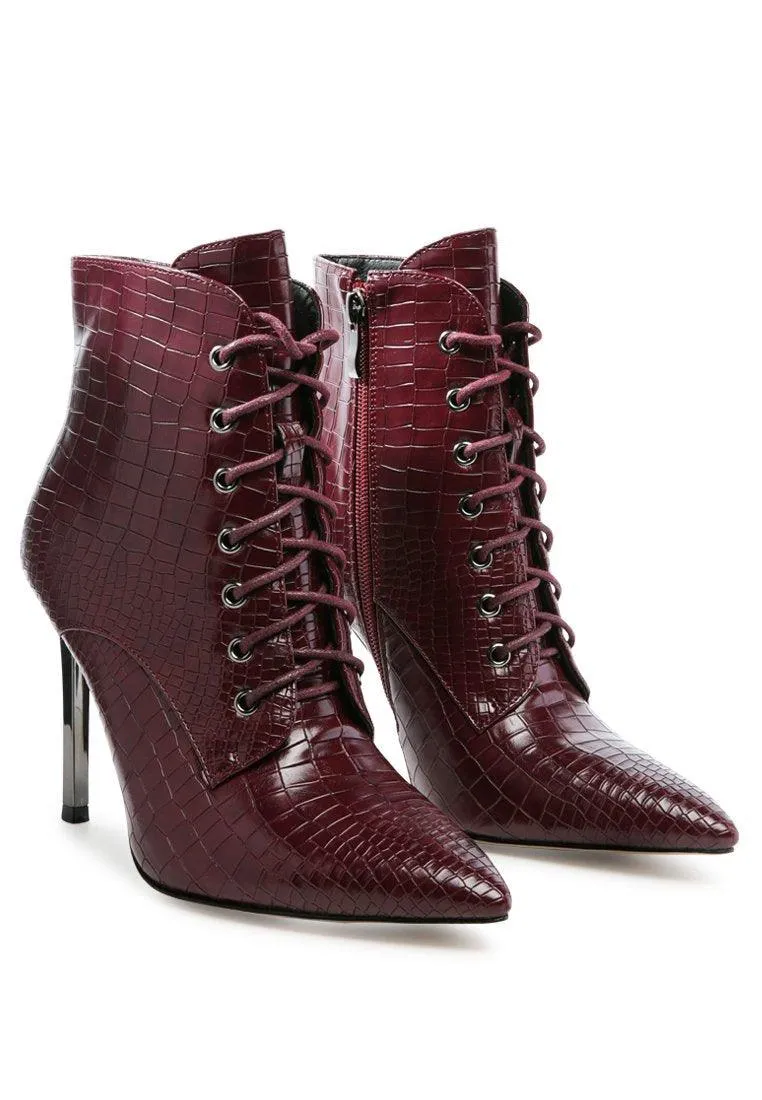 Escala Croc Stiletto Ankle Boots