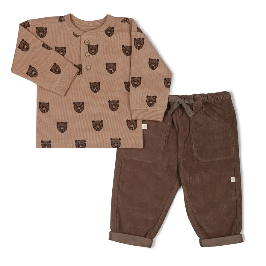 Espresso Organic Tee and Corduroy Pant Set