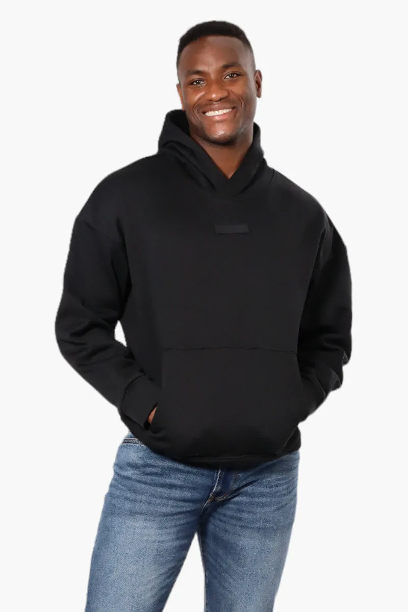 Essentials Solid Drop Shoulder Pullover Hoodie - Black