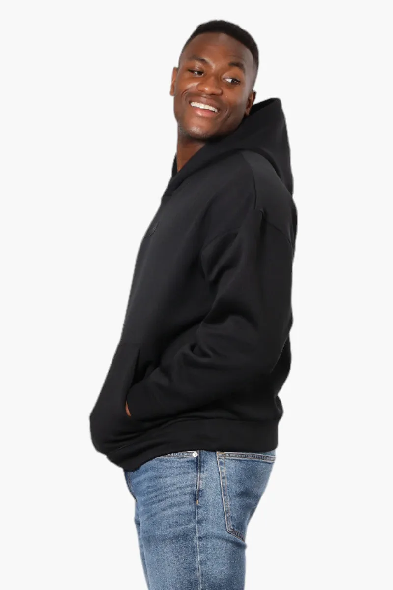 Essentials Solid Drop Shoulder Pullover Hoodie - Black