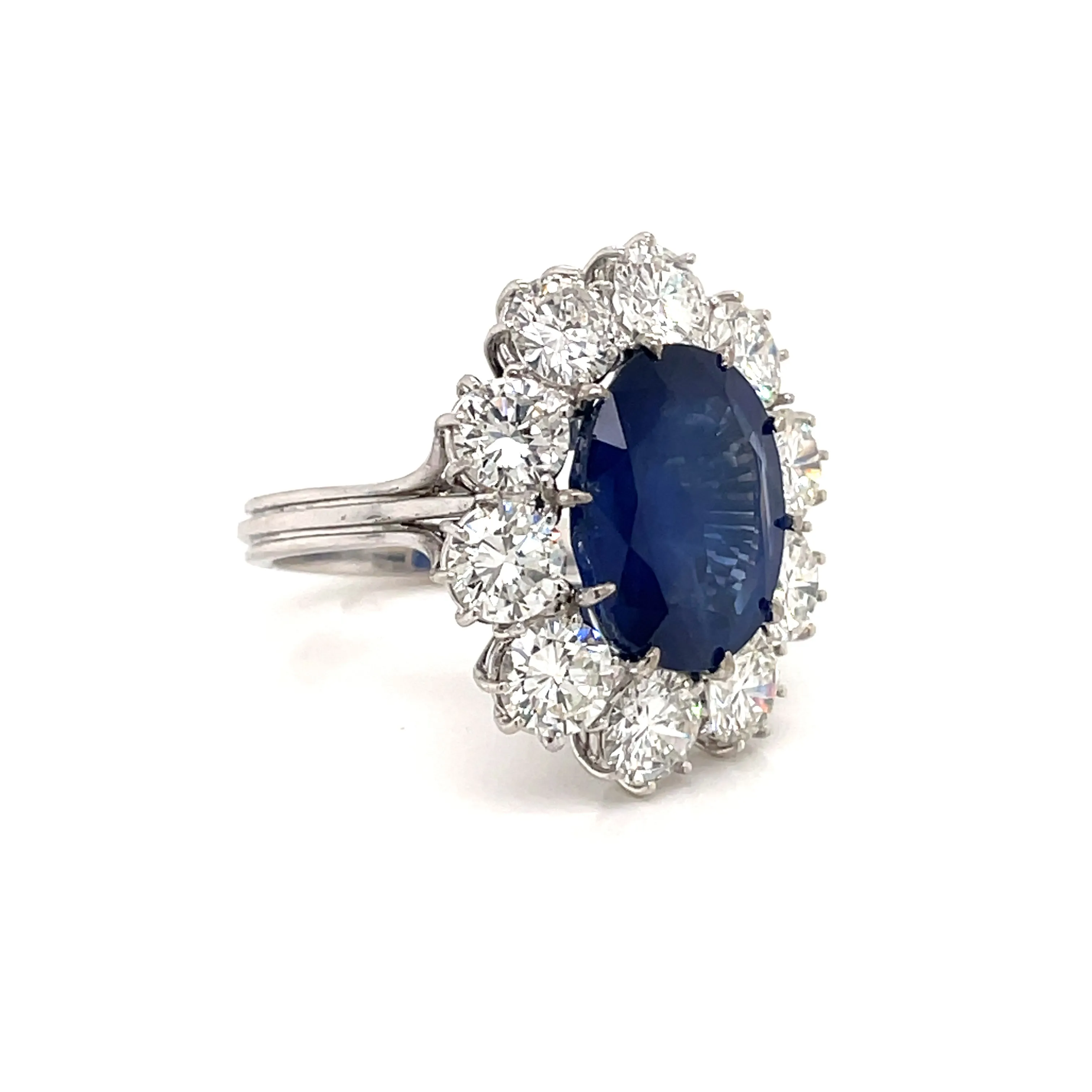 Estate SSEF Certified 8 Carat Unheated Burma Sapphire 5 Ct Diamonds Ring