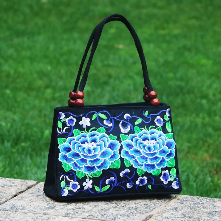 Ethnic Style Bag with Double-sided Embroidery and Canvas Small Bag for Women's Double-layer Handbag Casual Trend Retro