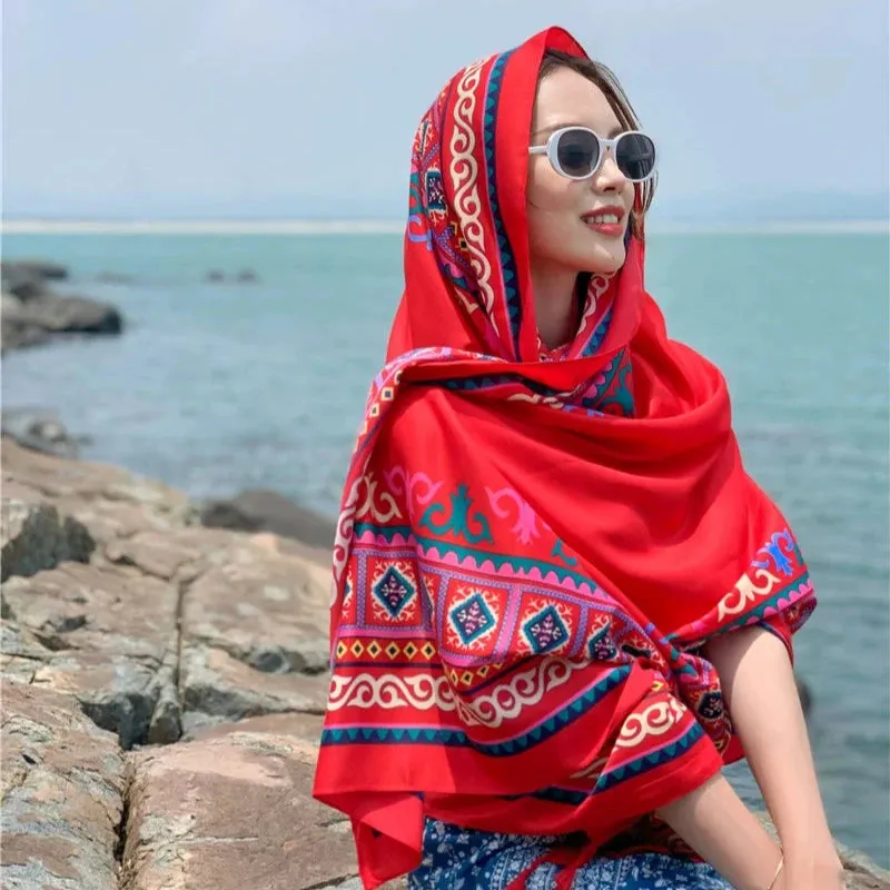 Ethnic Style Summer Silk Scarf