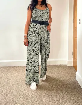 Etta Printed Wide Leg Jumpsuit with Pockets