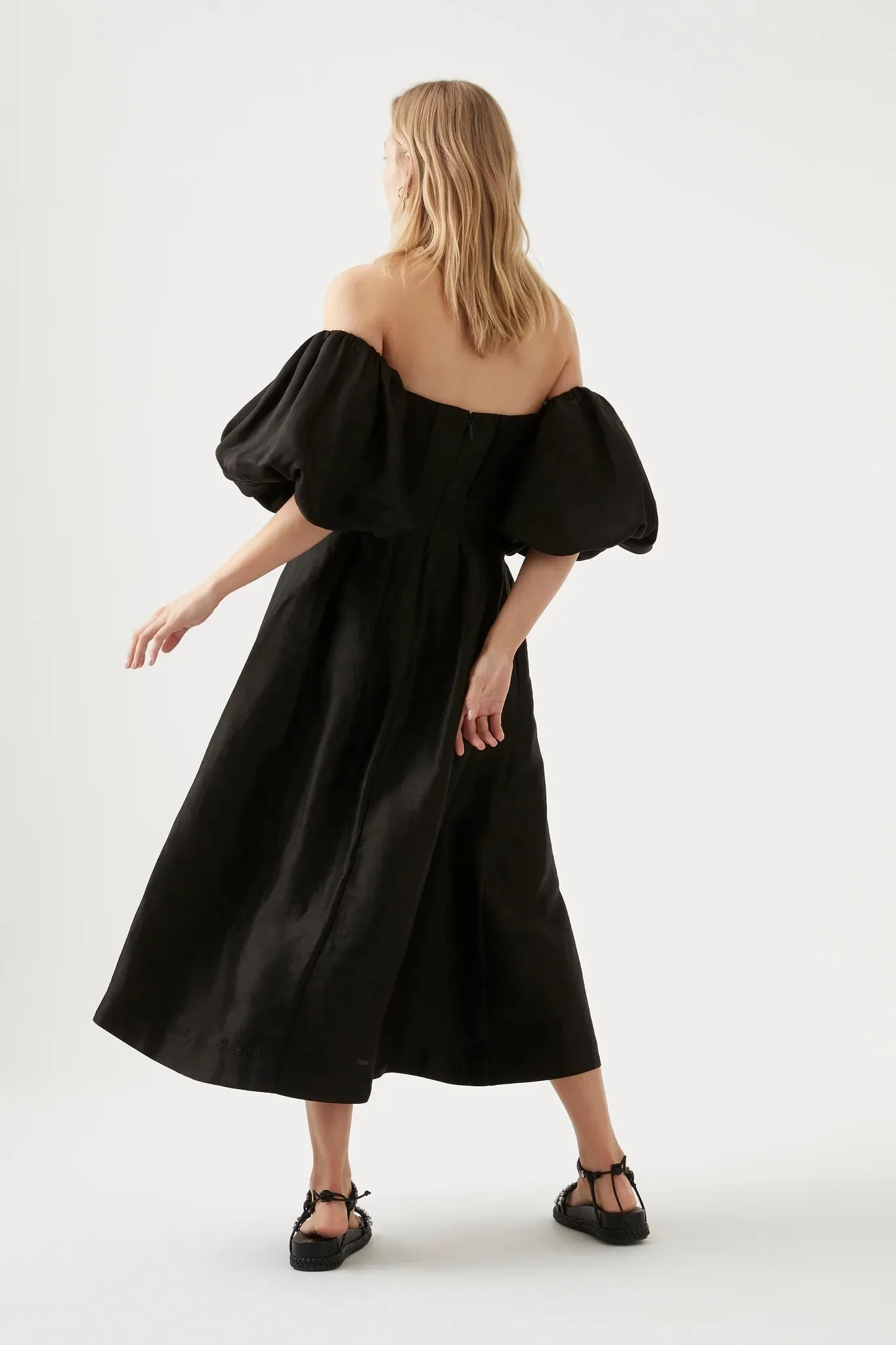 Eugenie Off Shoulder Midi Black