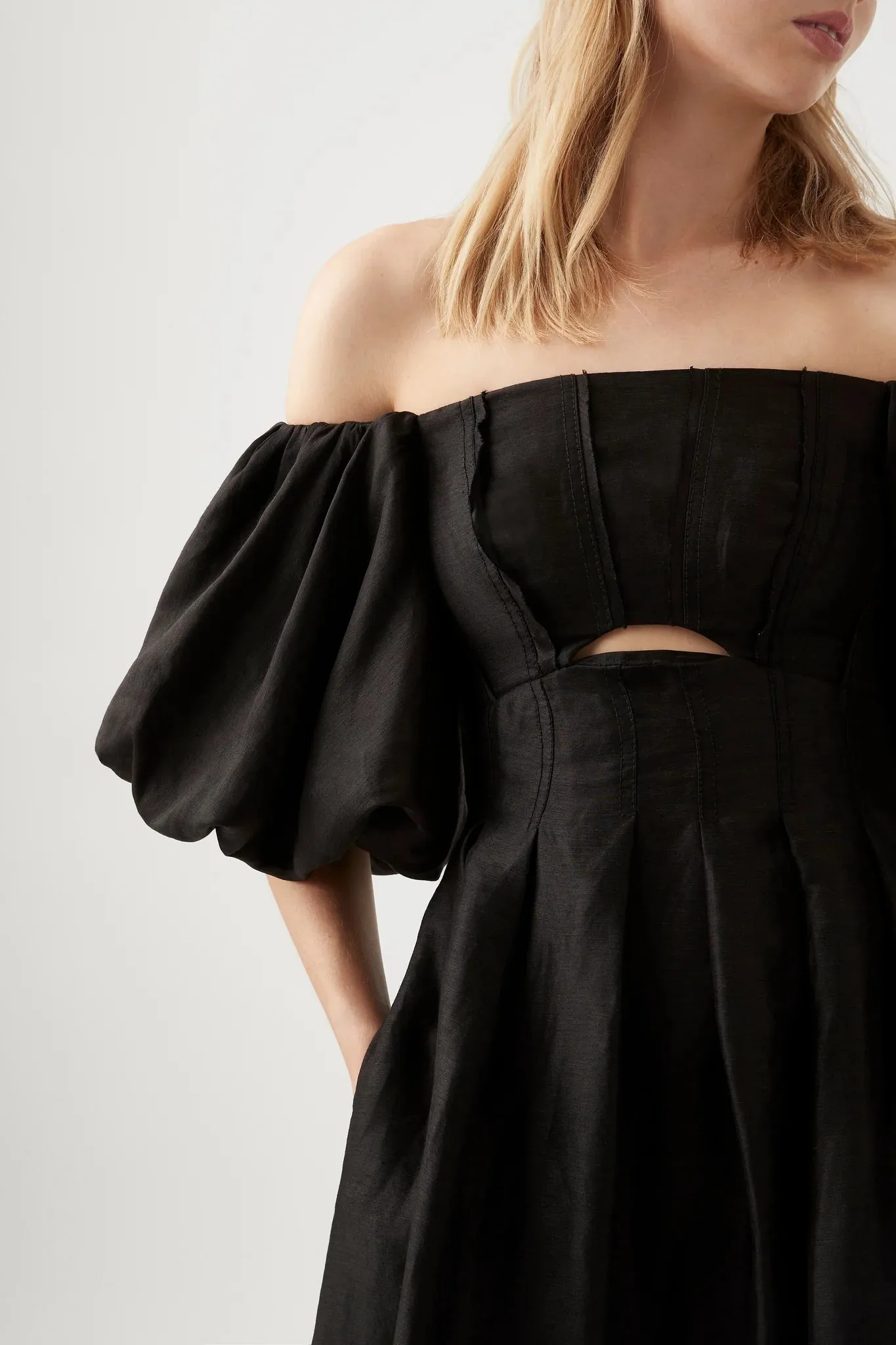 Eugenie Off Shoulder Midi Black