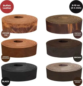 European Leather Works - Buffalo Belt Blanks 8-10 oz (3-4mm) 60" Length Full Grain Leather Belt Straps/Strips for Tooling, Holsters