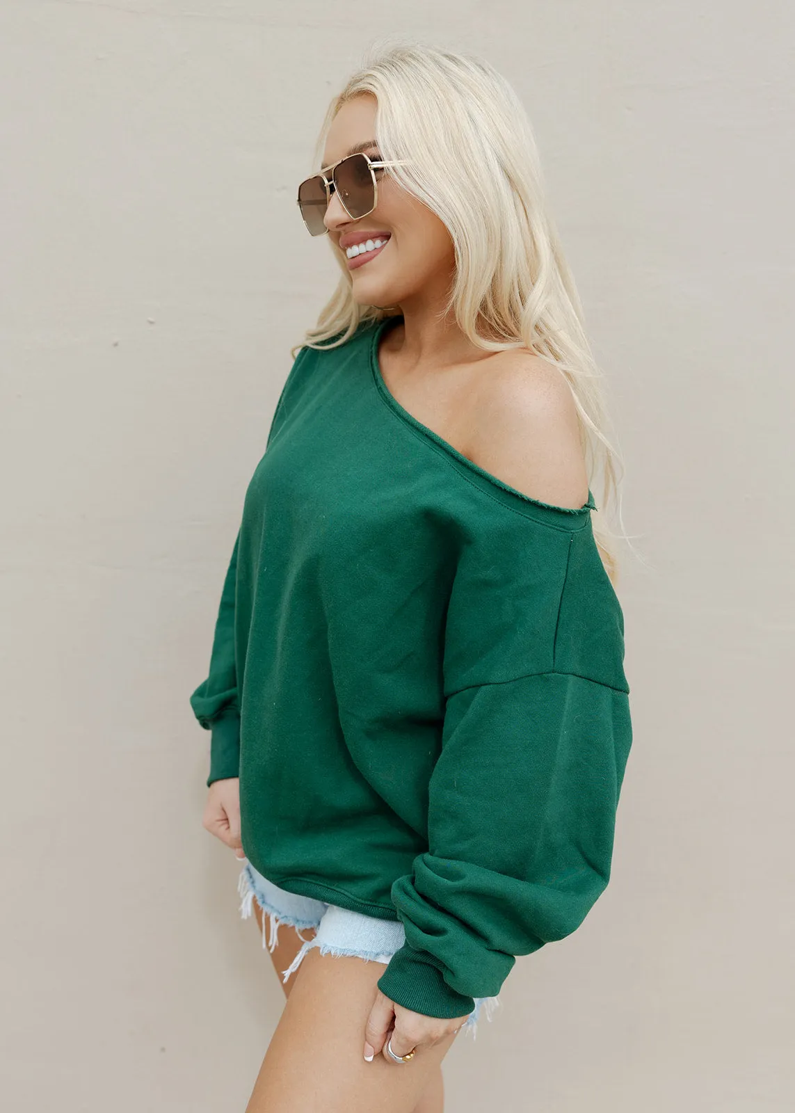 Evelyn Green Off The Shoulder Sweatshirt