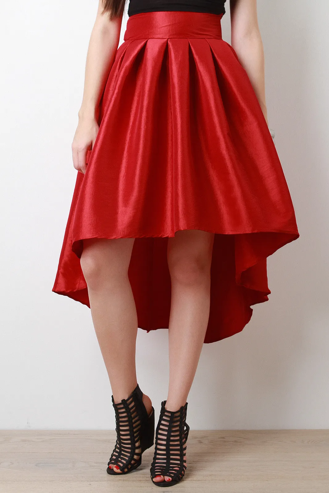 Evening Taffeta Pleated High-Low Skirt