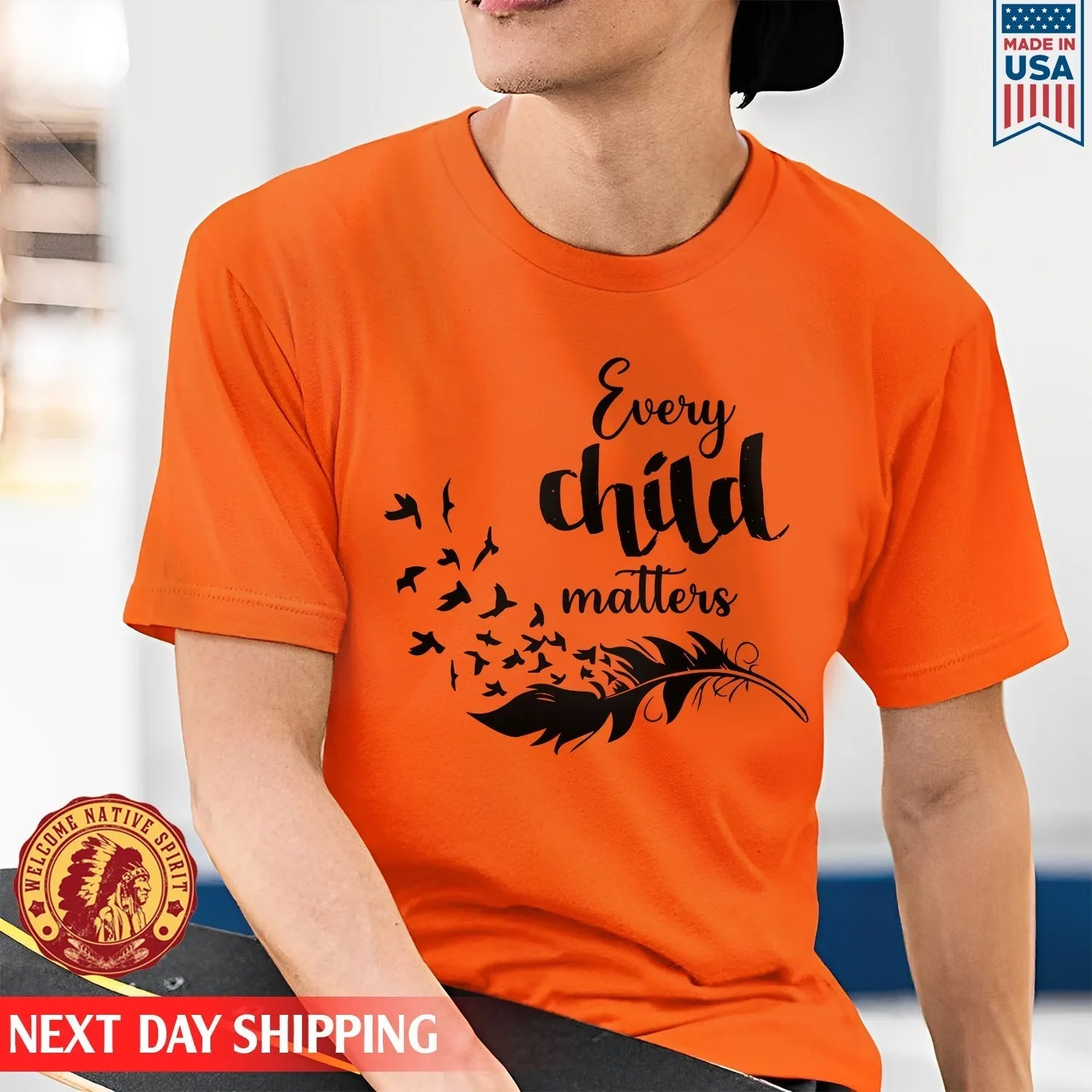 Every Child Matters Black Feather For Orange Day Native American Unisex T-Shirt/Hoodie/Sweatshirt