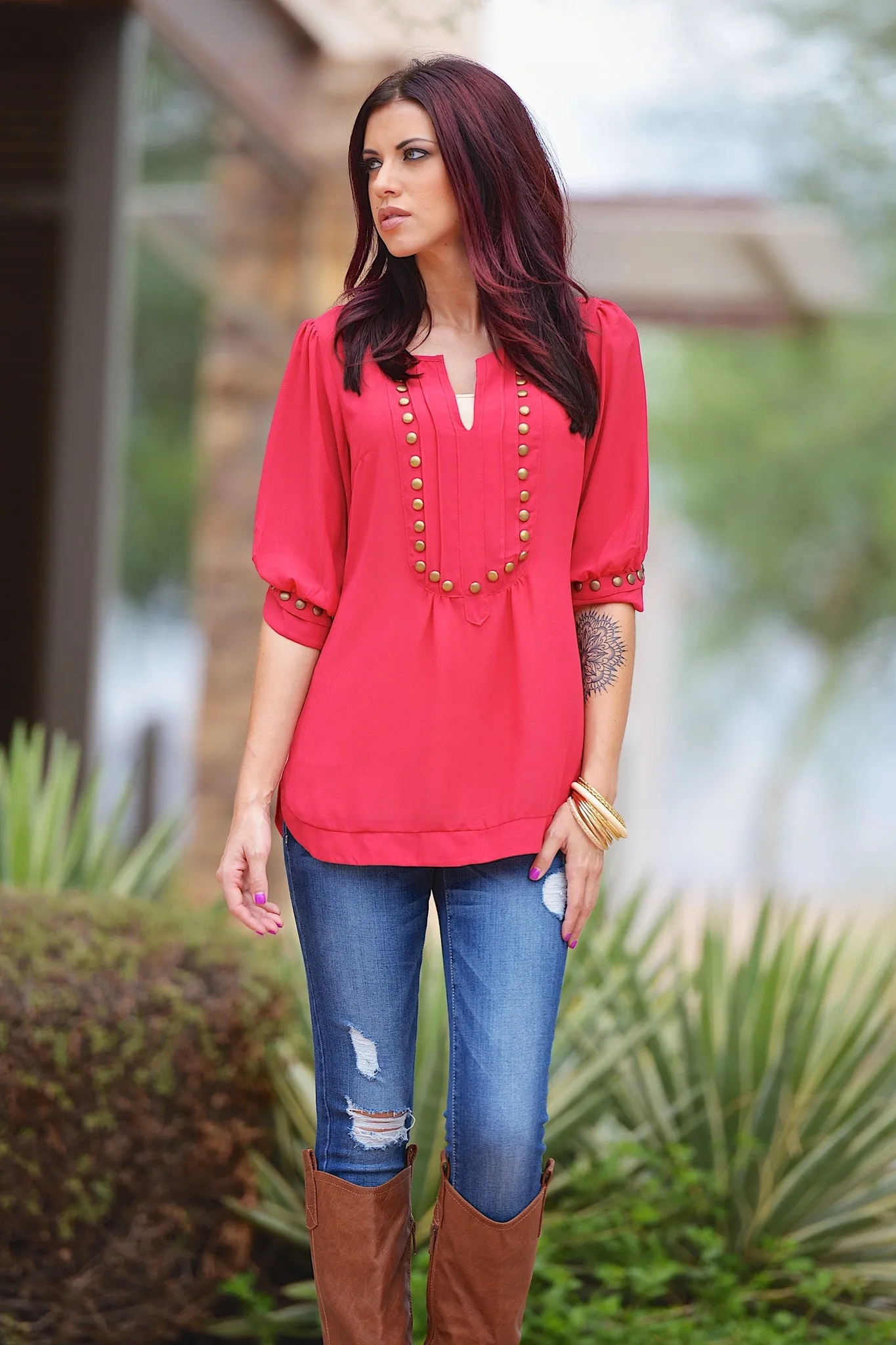 Every Mile A Memory Blouse - Hot Pink